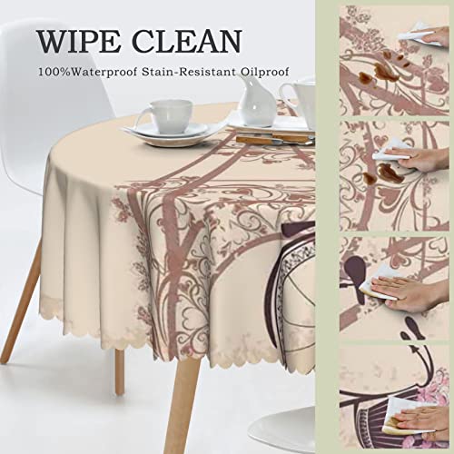Nappe ronde Tour Eiffel imperméable pour table de cuisine