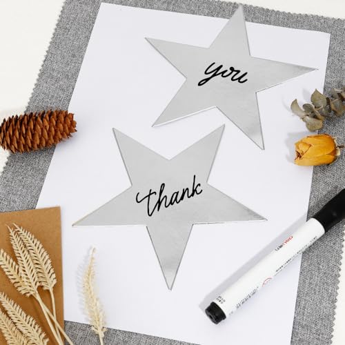 Image of Star Cutouts, 24PCS Metallic Double Printed Paper Stars, 6 Inch Cardboard Decoration for Christmas Wedding Movie Night Bulletin Board Party Supplies, Silver