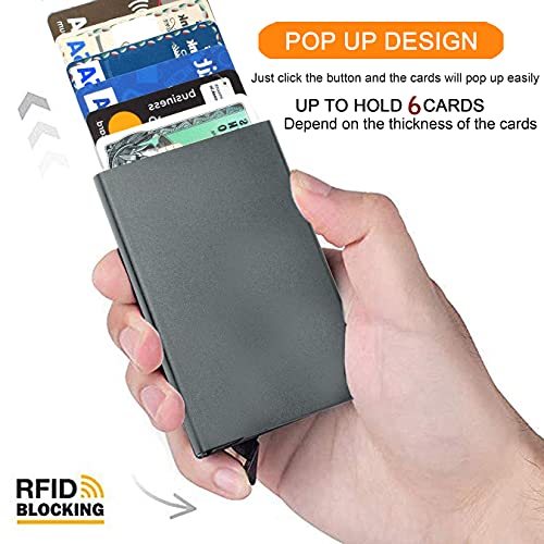 SNDIA Grey Metal RFID Metal RFID Blocking Aluminum Pop Up Smart Credit Debit ATM Card Holder Case Wallet for Men Women (6x0.9x9.5 cm) 5 51uewT3dAAL