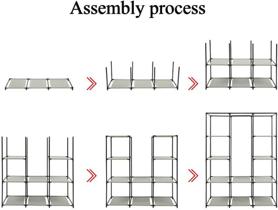 Wardrobe Closet Portable, Clothes Closet Steel Pipe Waterproof Wardrobe Storage Extra Strong & Durable Wardrobe Fabric Cabinet No-Tool Assembly,Beige_166x45x130cm
