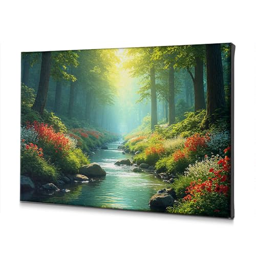 Tableau sur toile forêt ensoleillée 30x40 cm pour déco étagère