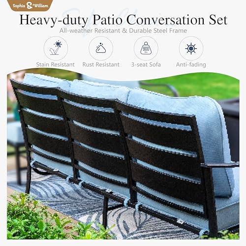 Sophia-William-Patio-Furniture-Sets-for-7-with-45-Gas-Fire-Pit-Table-Outdoor-Conversation-Sets-6-Pcs-2-x-Swivel-Cushioned-Sofa-Chairs-1×3-Seat-Sofa-2xOttomans-for-Backyard-Poolside-Blue Sophia William Patio Furniture Sets for 7 with 45 Gas Fire Pit Table Outdoor Conversation Sets 6 Pcs 2 x Swivel Cushioned Sofa Chairs 1×3 Seat Sofa 2xOttomans for Backyard Poolside Blue