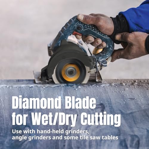 Image of POWERTEC 4 Inch Diamond Saw Blades for Handheld Tile Saw & Angle Grinder 2 Pack, Super Thin Turbo Mesh Rim Blades for Cutting Porcelain, Granite & Ceramic Tile