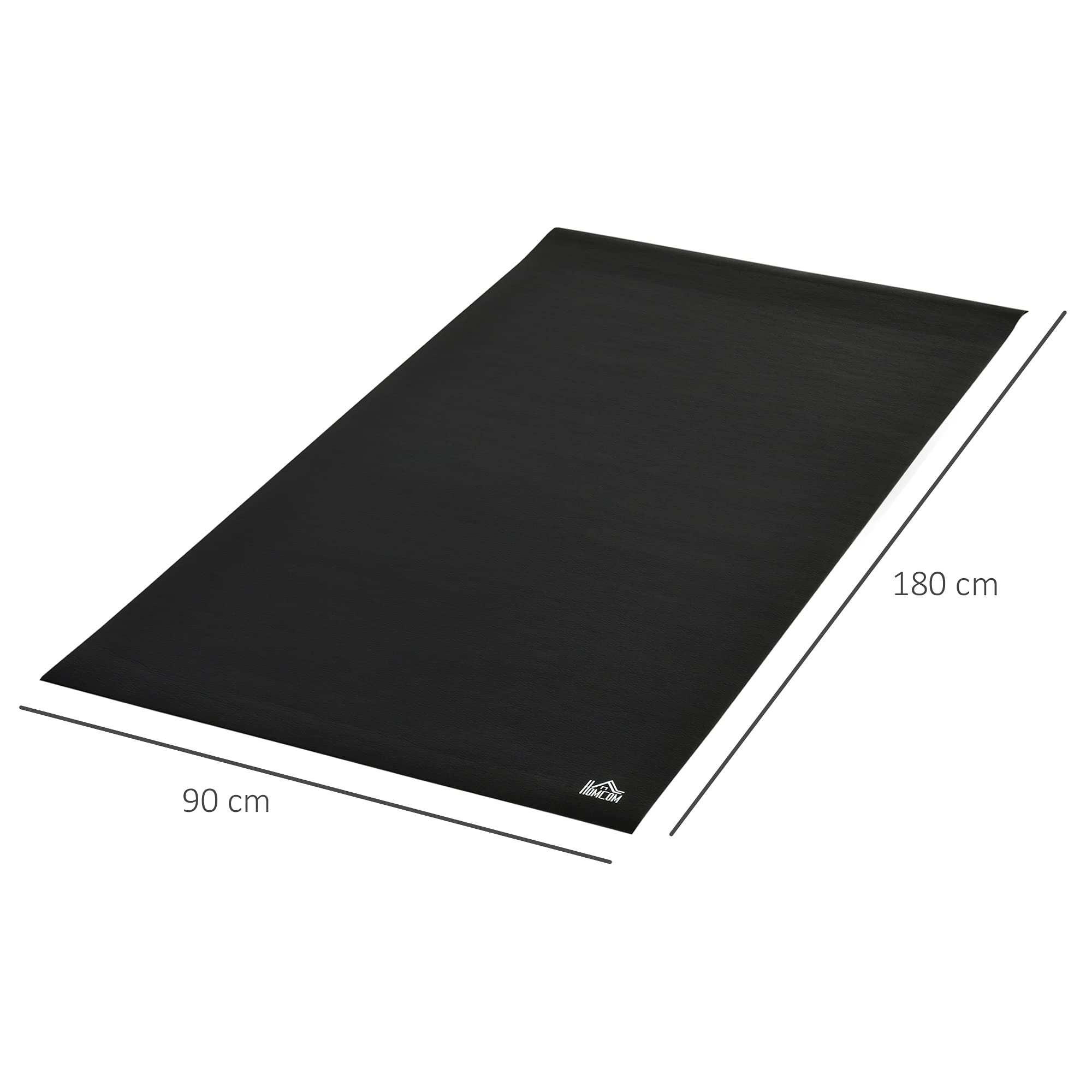 HOMCOM Tappeto Palestra Ammortizzante per Tapis Roulant e Cyclette, Tappetino Fitness in PVC Antiscivolo, 180x90cm, Nero