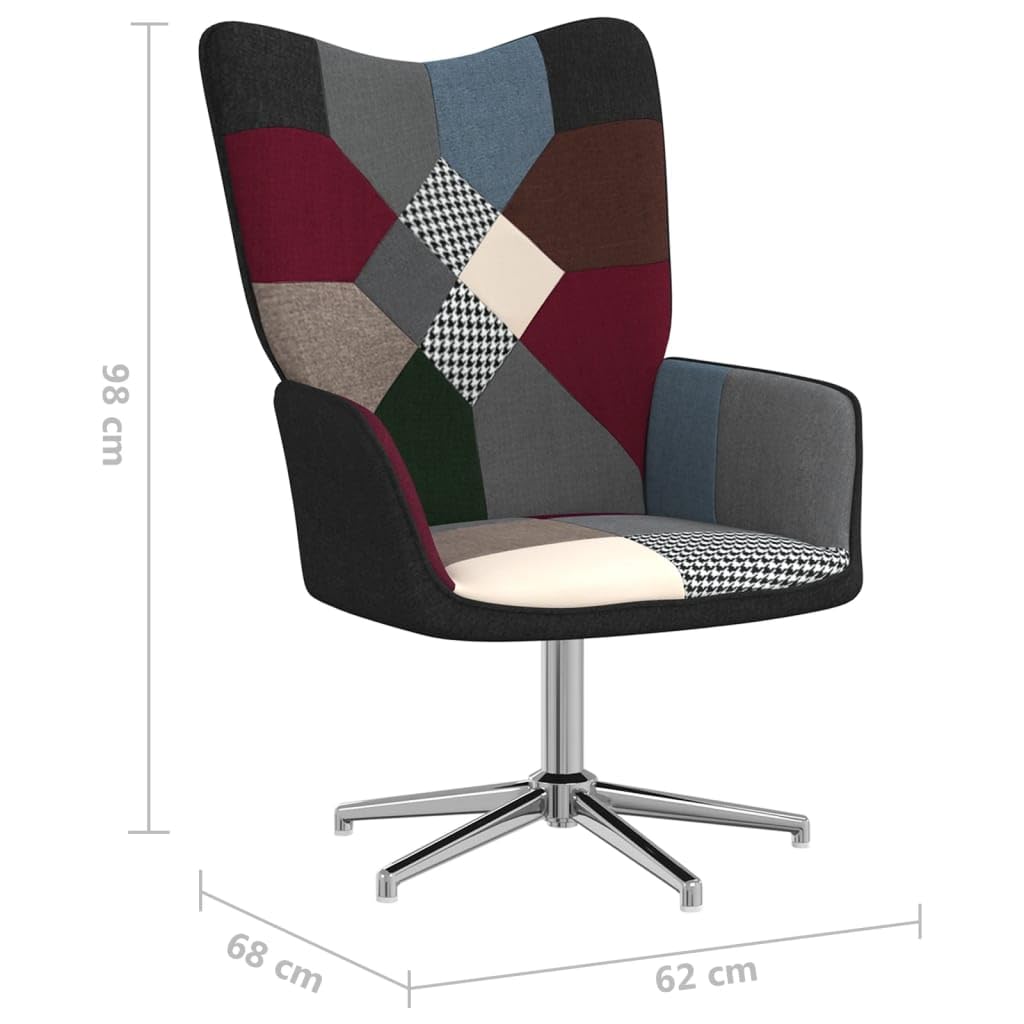 Silla De Relax Patchwork Multicolor - Tela De Poliéster, Altura Ajustable Con Gas, Ruedas Giratorias Y Giro 360°, Ideal Para Salón U Oficina