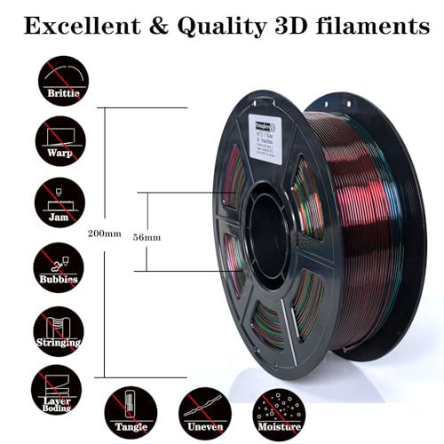 Image of PETG 3D Printer Filament 1.75mm,Multi Color,Translucent Rainbow,1kg(2.2lbs) Accuracy + /-0.05mm for ender3 Cr10