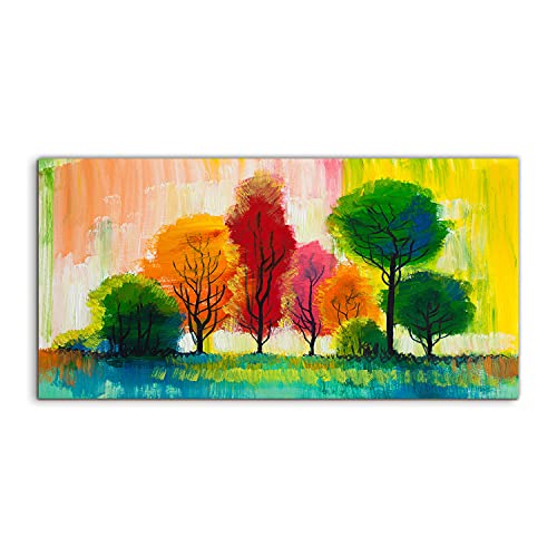 Tableau acrylique 100x50cm deco murale salon moderne motif arbres nature Trees art