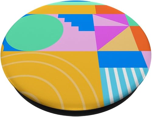 Miniatura 2 de PopSockets retro de los años 80 y 90 con diseño geométrico, formas coloridas de los años 80, intercambiables PopGrip