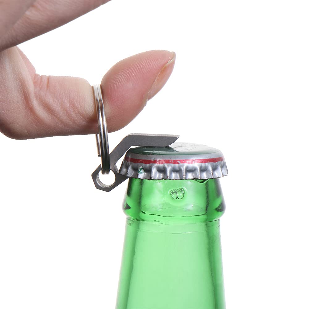 Llavero abrebotellas con anilla, Mini abridor de botellas de acero inoxidable plateado
