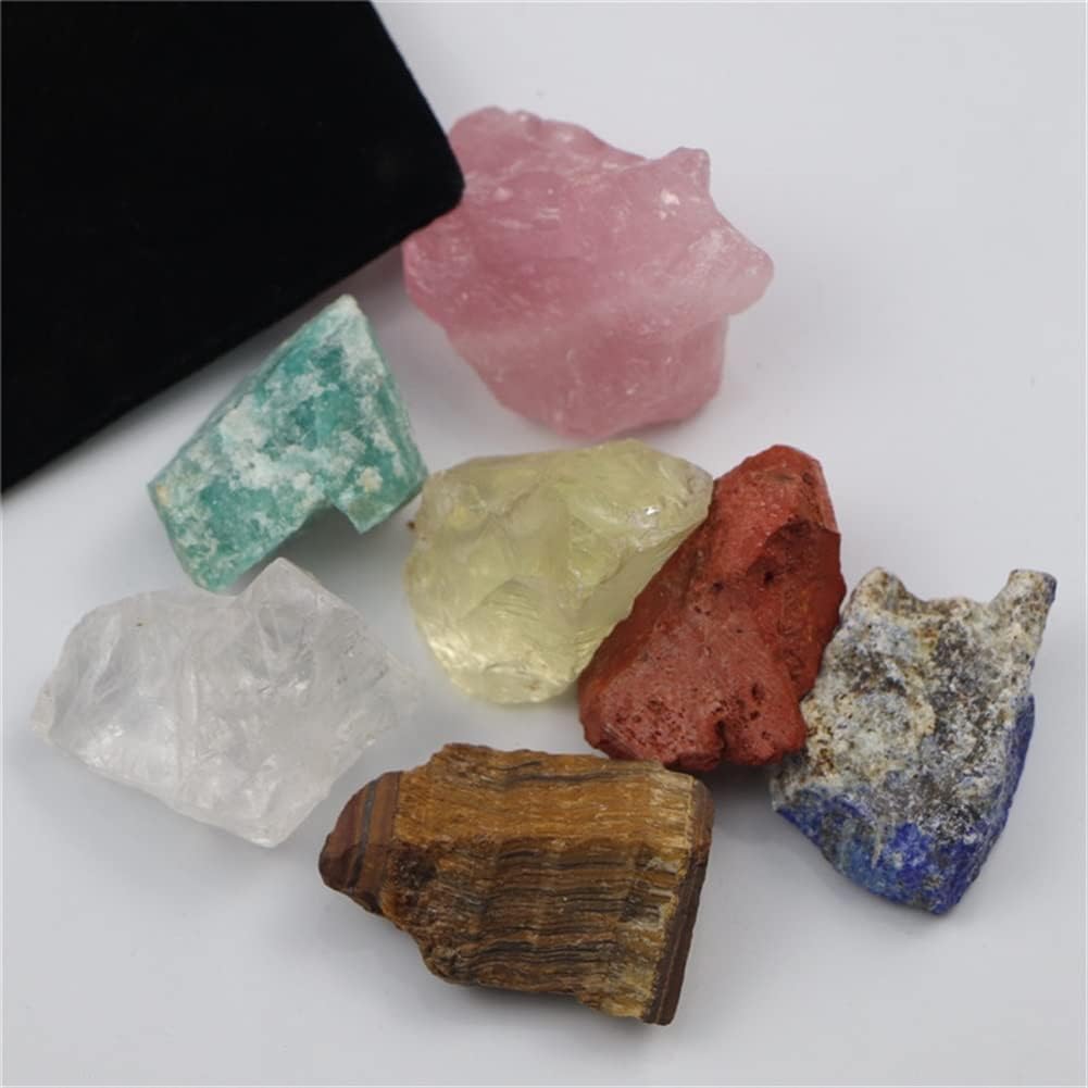 PEKMAR Natural Crystal Rough Home Decoration 1 Set Natural Crystal Stone Seven Black Cloth Bag Large Grain Unpolished Collection GiftDecoration Stones