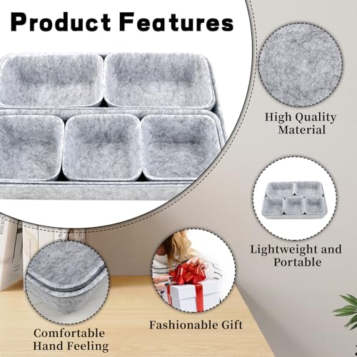 8Pcs Felt Desk Drawer Organiser,Versatile Makeup Drawer Organiser Dividers,Small Felt Desk for Home Office Cosmetics Storage Boxes(LightGray) - Image 4