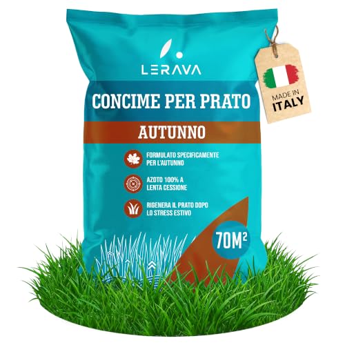 LERAVA® Concime Prato Autunno (70 m²) - Azoto Che Rigenera Dopo l'Estate