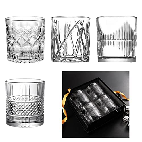SXCSKJ Whiskygläser, jede Tasse hat ein anderes Design, altmodisches Whiskyglas, Barzubehör mit Geschenk-Box-Verpackung Cover