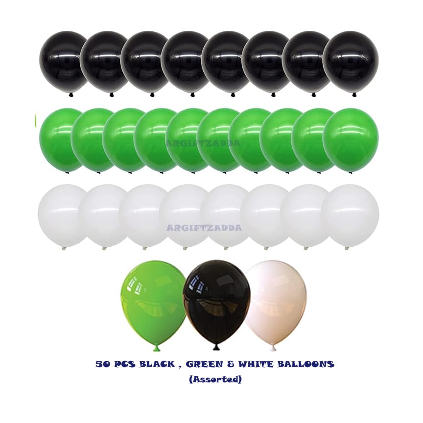 Image of AR GIFTZADDA 50 Pcs Green Black White Balloons for Football Party Decorations for Boys Birthday Theme Party (Football Theme, Green, White, Black Balloons)