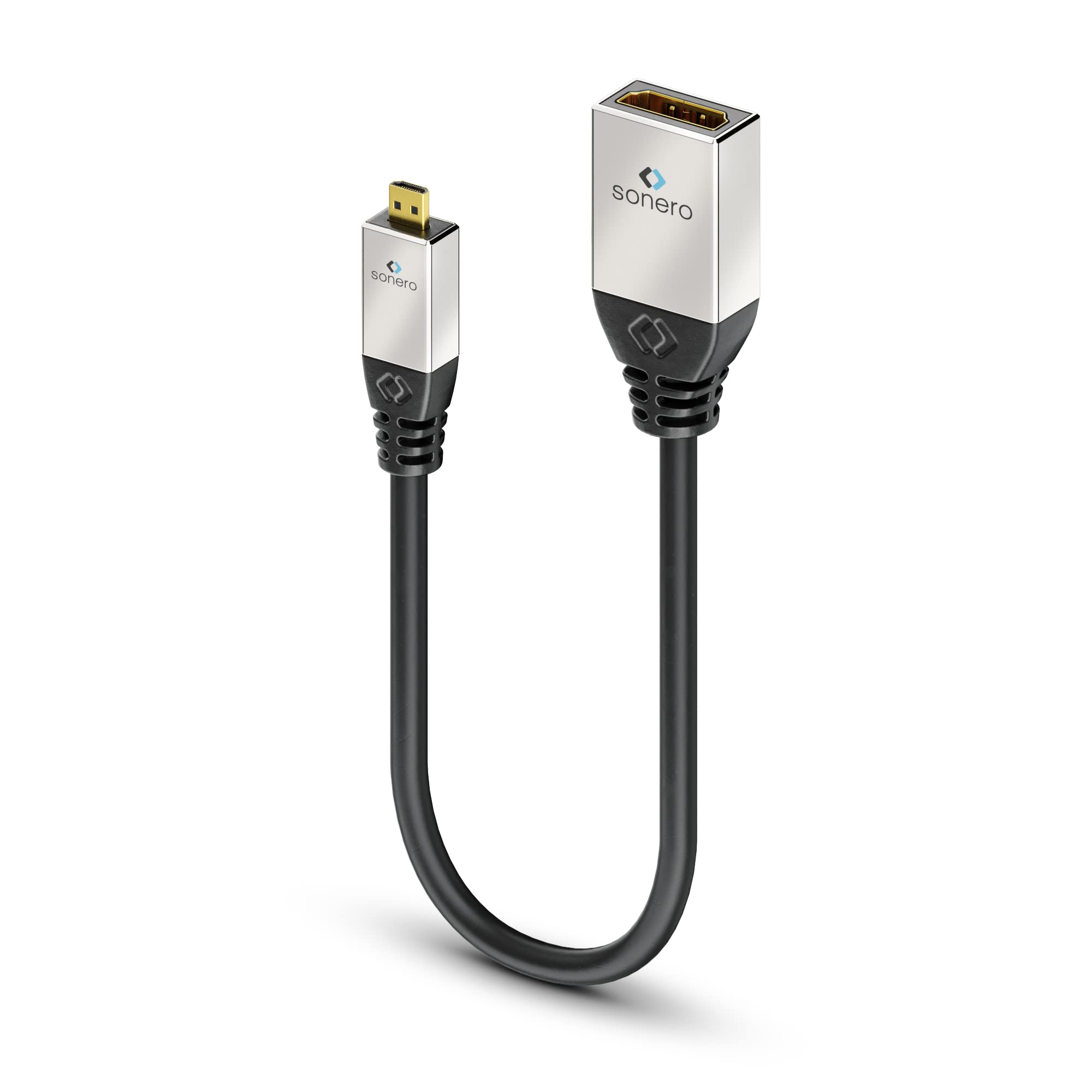 Sonero® Premium High Speed Micro HDMI Adapter with Ethernet 0.25 m UltraHD / 4K / 60Hz 18Gbps Black