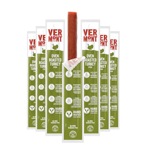 Vermont Smoke &amp; Cure - Oven Roasted Seasoned Turkey Sticks - Portable Meat Snack for Adults &amp; Kids - Protein Snack - Individually Wrapped Jerky Snacks 1oz - 24 Count