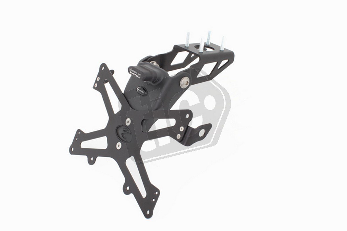 Evotech Portatarga reclinabile in alluminio Nero per Yamaha-YZF-R6 dal 2006 fino al 2014