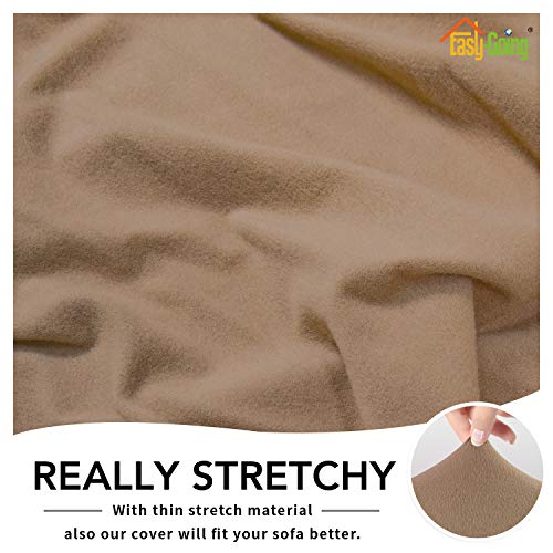 Easy-Going Fleece Stretch Sofa Slipcover Spandex Anti-Slip Soft Couch Sofa Cover, Armless Washable Furniture Protector with Elastic Bottom for Kids, Pets(Futon, Camel) - Image 5