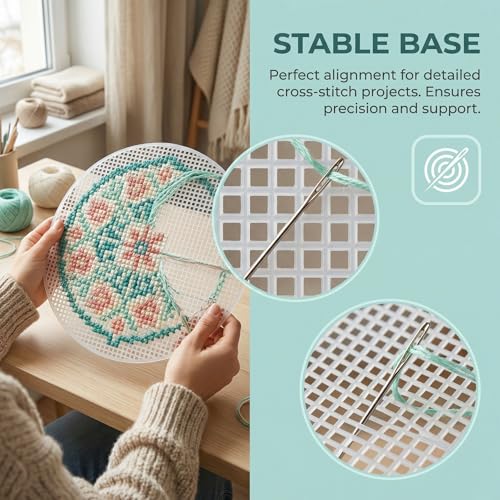 Image of Milisten 20 Pcs 4.52 inch Round Plastic Canvas Sheets DIY Mesh Sheet for Cross Stitch Embroidery Bag Bottom Liner Cuttable Grid Board for Craft Projects