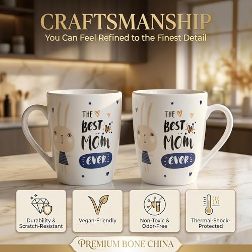 Image of U.P.C.Milk Mug Set of 2 | Ceramic & Bone China Coffee Milk Cups | Designer Printed Tea Coffee Mug Set | Large Capacity Milk Mugs | Microwave Safe Cup Set | Kitchen Drinkware Gift Set (UPC MM-27)