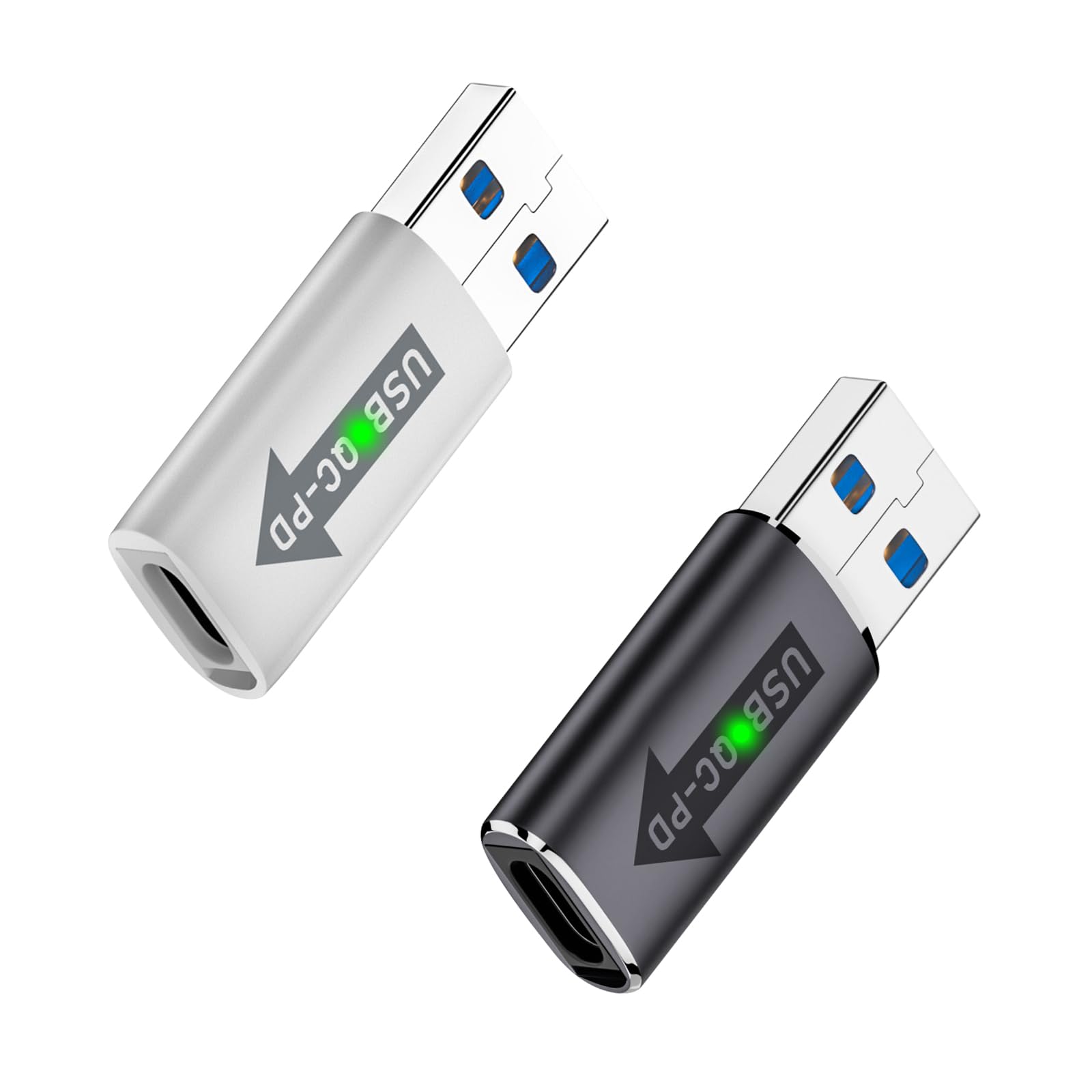 Poyiccot 10Gbps USB A to USB C 変換アダプタ、Type A オス to Type Cメス 変換アダプタ、USB A to C 変換アダプタ QC電源から PD充電アダプタ ハードドライブ/サウンドカード/Uディスク用，2個セット
