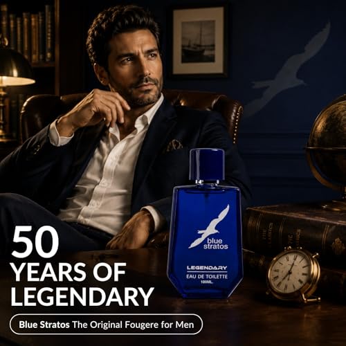 Image of Blue Stratos Legendary Eau de Toilette for Men 100ml | Free Deodorant Included | Fougere Perfume with Citrus, Lavender & Woody Notes | Long-Lasting Heritage Fragrance Since 1974