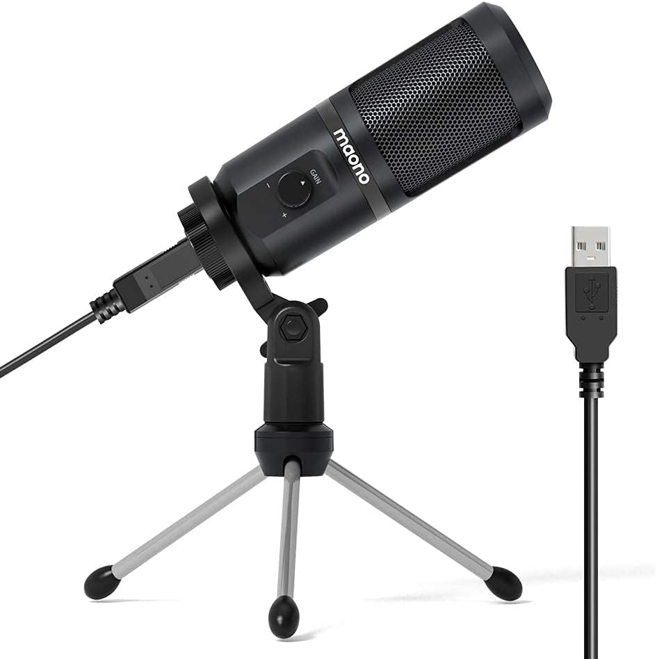 MAONO (Renewed) AU-PM461TR USB Condenser Mic for PC and Singing, Recording Microphone with Mic Gain for Gaming, Podcast, Studio, Vlogging