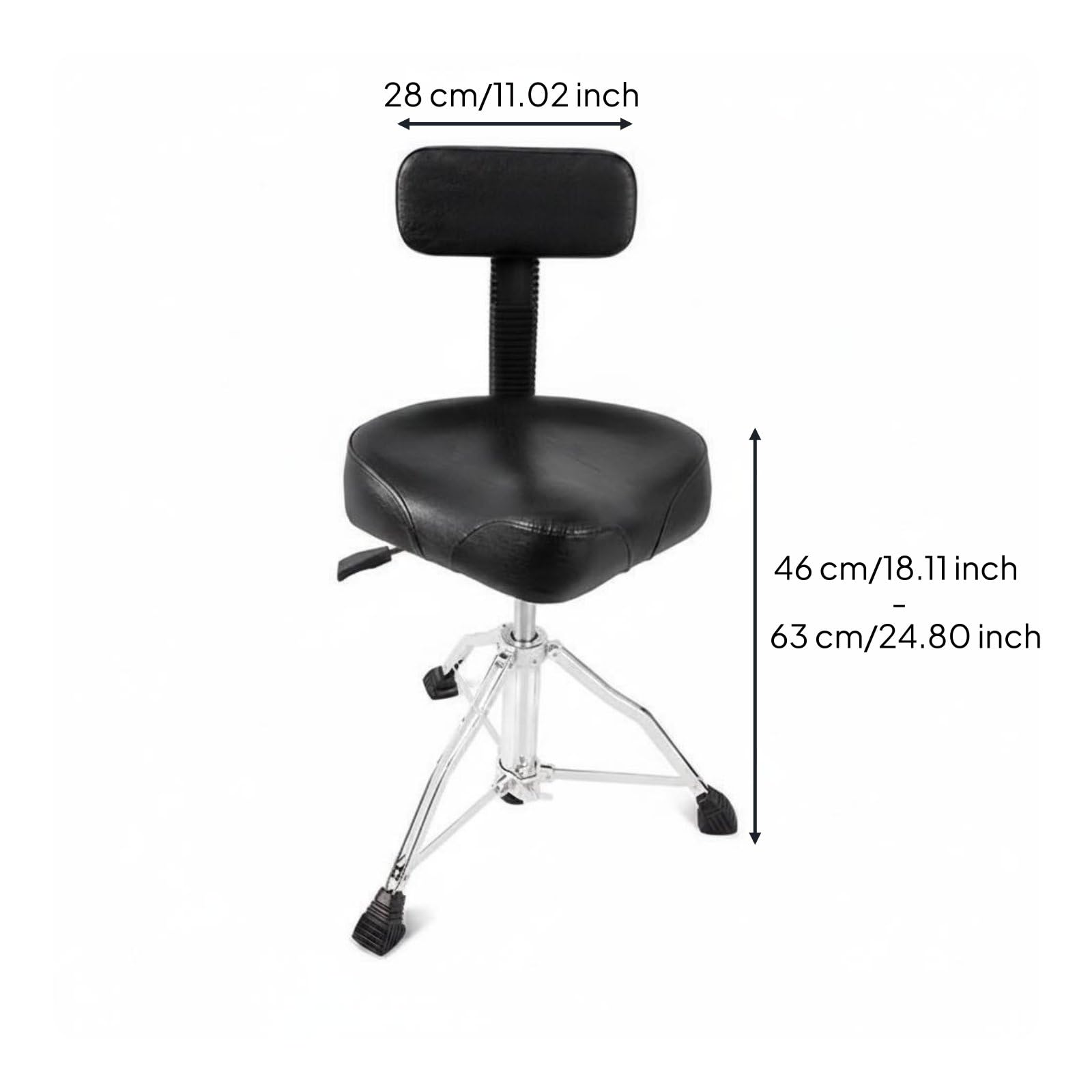 kowaku Asiento de Batería Ajustable Trono Sillín Taburete Almohadillado Regulable y Base Trípode de Metal para Ensayos, Rojo, Taburete De Batería Tipo Silla De Montar con Ajuste De Presión De Aire