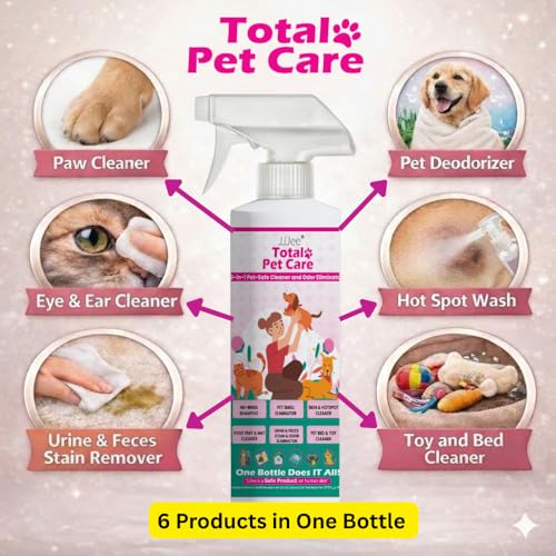 Image of JJJee 6-in-1 No-Rinse Dog & Cat Cleaner & Odor Eliminator. Cleans Paws, Coat, Eyes, Ears, Hotspots & Home Surfaces-Alcohol-Free, Fragrance-Free, Advanced Electrolyzed Water-Made in Japan (16 oZ)