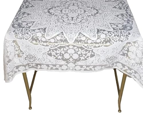 Aristocrata White Or Ecru Color Lace Tablecloth. Floral Design. Available In - Square And Oval Shape (Ecru, 40" Square) #TOP2