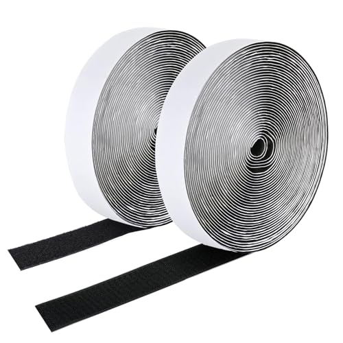 QIDIWIN 1 Inch x 82 Feet Self-Adhesive Hook and Loop Tape, Heavy-Duty Nylon Sticky Back Fastener Velcro Strips Roll for Crafts, Wall Mounting, Indoor and Outdoor Organization (Black)
