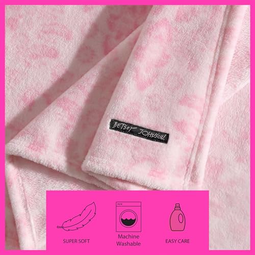 Image of Betsey Johnson - Blanket, Buttery-Soft Throw Blanket for Couch or Bed, Boldly Plush & Oversized Bedding (Betsey Damask Pink, 50 inch x 70 inch)