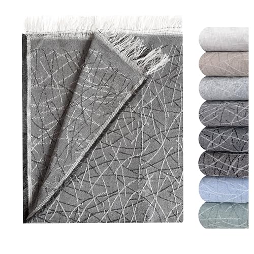 GFD – Colcha Multiusos Lagos para Sofa y Cama, Cubre Sofa, Plaid Sofa, Plaid Cama, Jarapas para Sofas, Foulard Sofa, Manta Cubre Sofa, Colcha Sofa (Gris, 230 x 290)