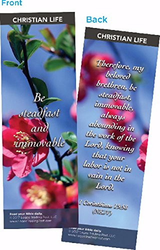 Christian Bookmark with Bible Verse Pack of 25 Christian Life Themed Be Steadfast and Immovable Corinthians 1558