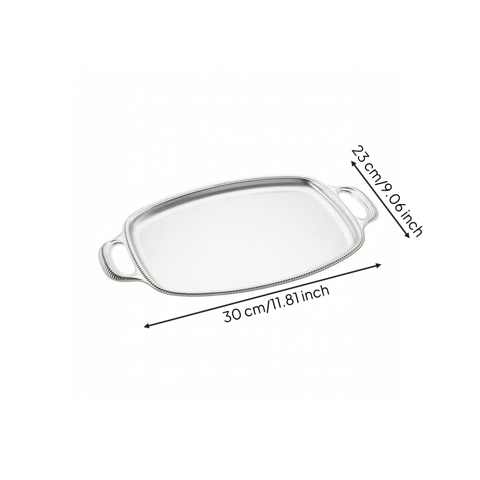 Harilla Plateau en Acier Inoxydable Plat | Rebord Surélevé Pratique, Plateau Rectangulaire, Argenté, S 30x23cm