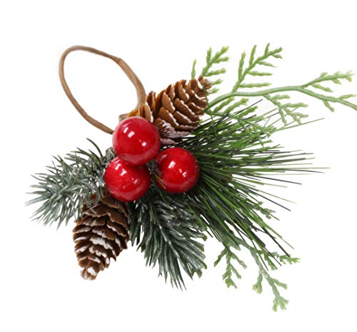 Angel Isabella Christmas Collection Napkin Rings - Cloth Napkin Holder For Table Setting, Evergreen Snowy Pinecone Napkin Rings With Berries & Decor To Match Holiday Dinner Dining Table Top thumb #4
