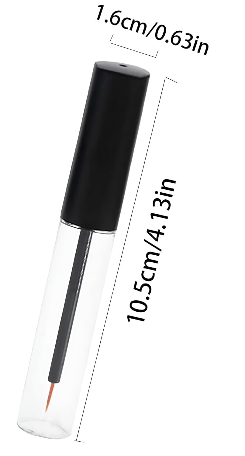 RAJry 2 pcs 10ml Eyeliner Empty Bottle, Eyeliner Tube Empty Refillable Disposable Eyeliner Brush Applicator Eyeliner Lash Rapid Growth Container for DIY Eyelash Growth Oil, Eye Gloss Liquid