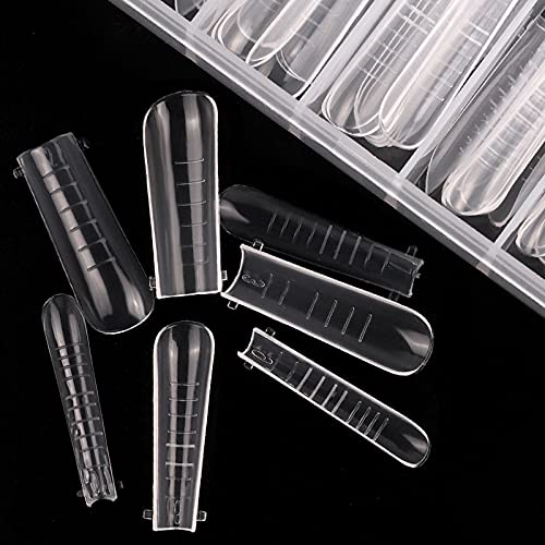 Desdemona Flat Coffin Gel Dual Nail Forms 120 Pcs Builder Extension Gel Extra Long Curve Nail Molds for Poly Nail Gel Art Design Salon DIY at Home (Flat Extra Coffin Shape) 120 Piece Assortment
