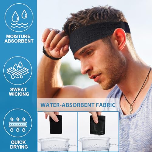 Image of Sukeen Cooling Sports Headbands for Men: Instant Cooling Moisture Wicking Sweatbands Non-Slip Elastic Mens Headband Gym