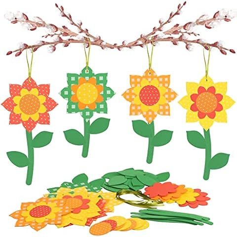 DKINY 10 Pack Easter Crafts for Kids, Daffodil Craft Kits, Make Self Adhesive Foam Stickers Spring Flower Arts and Crafts for Kids Children DIY Tree Hanging Decoration Cover
