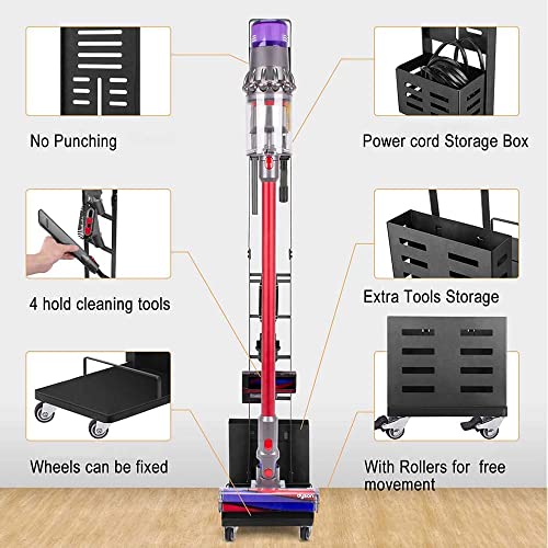 Support Organizer pour Aspirateur Dyson V6 V7 V8 V10 V11, Support pour le sol, Porte-Accessoires Dyson, Support Dyson avec Roulettes, Sans Percer le Mur, Porte-Accessoires Dyson