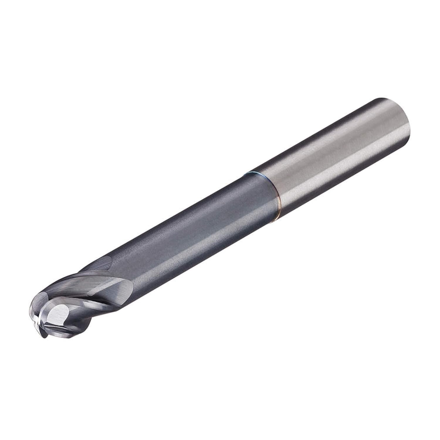 Micro 100 BLR-375-4 Ball End Mill - Reduced Neck, 3/8" Cutter Dia, 3/4" LOC, 2-3/4" Reach, .355" Neck Dia, 4 Fl, 3/8" Shank Dia, 4" OAL, Uncoated
