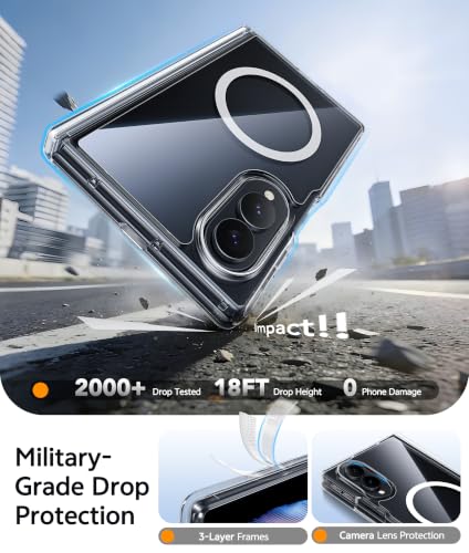 Image of FNTCASE for Samsung Galaxy Z Fold 8 Case: [Hinge Protection] Transparent Clear Cases [Compatible with Magsafe] [Screen Protector] Military Grade Shockproof Protective Phone Cover-Clear
