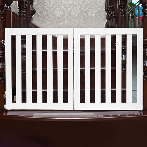 COSTWAY Cancelletto per Cani Pieghevole in Legno con 2 Ante, Ideale per Cani di Piccola/Media Taglia, Adatto a Scale, Soggiorno e Cucina, 101 x 60 cm, Bianco