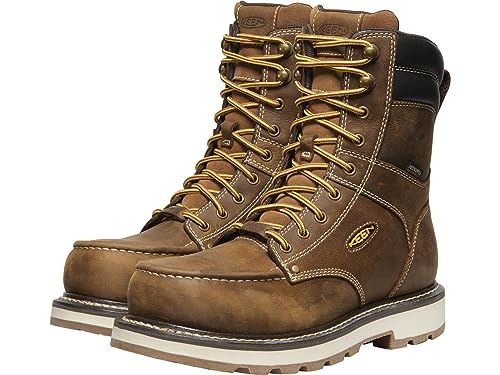 KEEN Utility Men's Cincinnati 8” Composite Toe Waterproof 90 Degree Heel Heavy Duty Work Boots, Belgian/Sandshell, 9.5