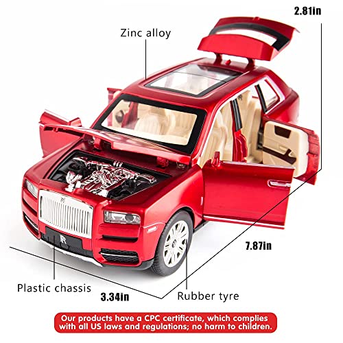 Image of 1:24 Scale Rolls-Royce Cullinan SUV Model Car Toy, Zinc Alloy Pull Back Toy car with Sound and Light for Kids Boy Girl Gift(Multi Color As Per Stock)