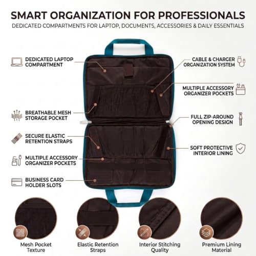 Image of VISMIINTREND Laptop Briefcase Messenger Shoulder Office Hand Bags for Men Women | Fits 13 inch /14 inch /15.6 Inch Laptops, Macbook | Vegan Leather | Corporate Gifts