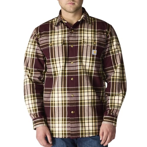 Image of Carhartt Men's Loose Fit Heavyweight Flannel Long-Sleeve Plaid Shirt
