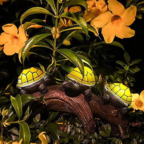 Pearlstar Solar Outdoor Statues Turtle On Log Yard Decor, Waterproof Figurine Light Garden Decorations Lawn Ornaments For Patio, Backyard, Gift For Mom Woman Grandma Lovers #TOP5