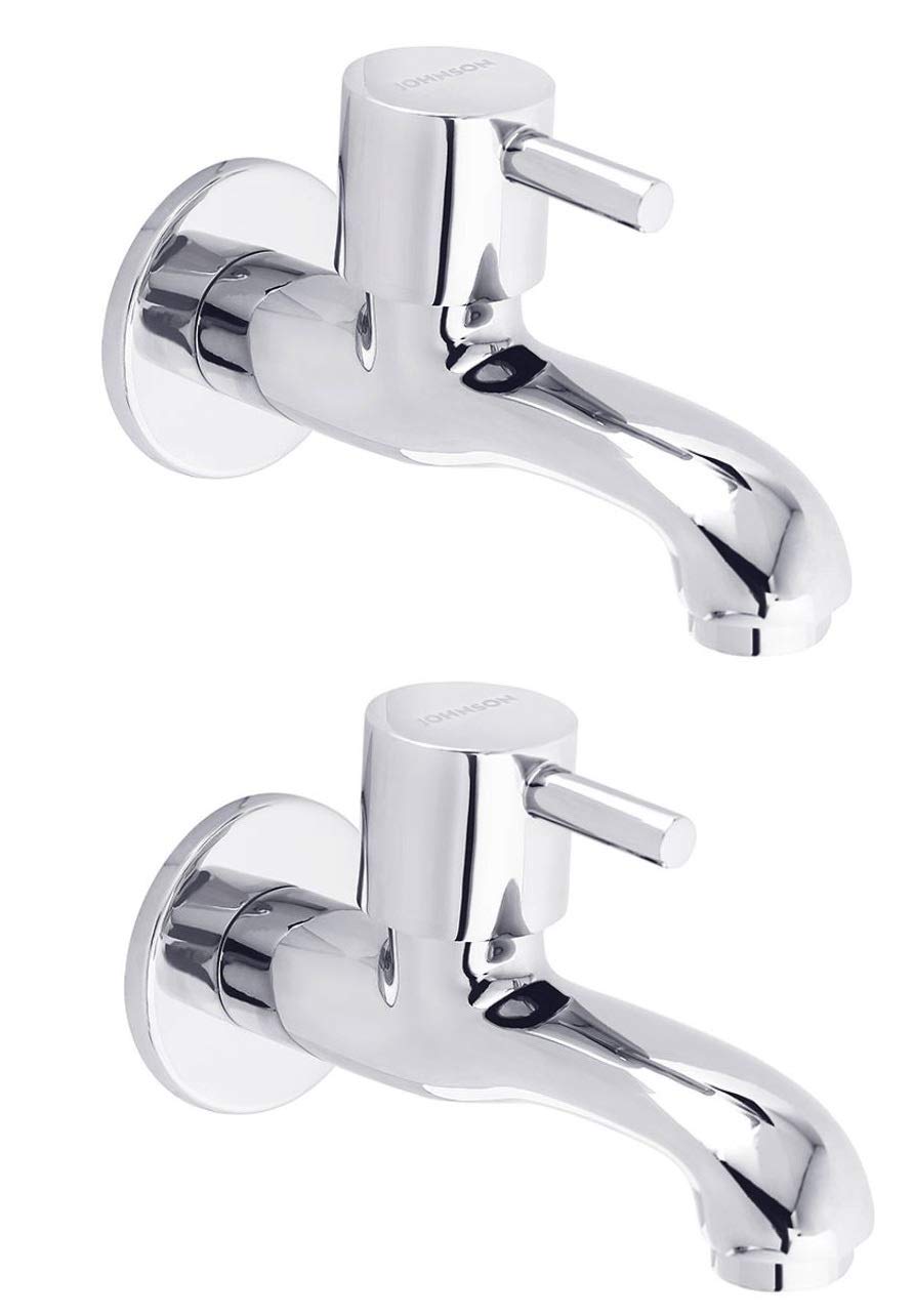 JOHNSON T2906C Ruby Brass Long Nose Bib Cock With Wall Flange || Chrome Finish || PACK OF 2 PCS